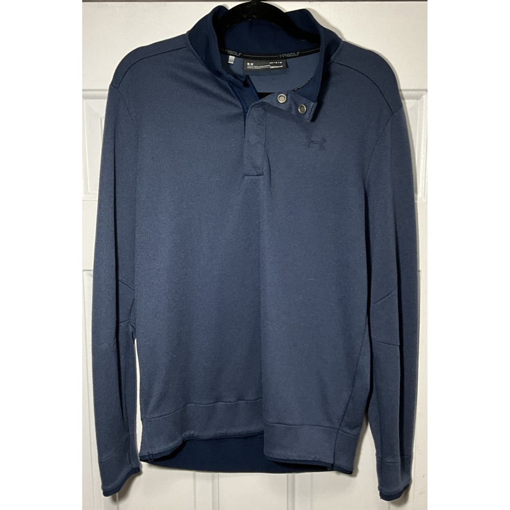 Under Armour Golf Cold Gear 1/4 Snap Blue Long Sleeve Pullover Men's Large